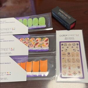 Color Street Nail Polish Strips - Green, Orange, Multicolor